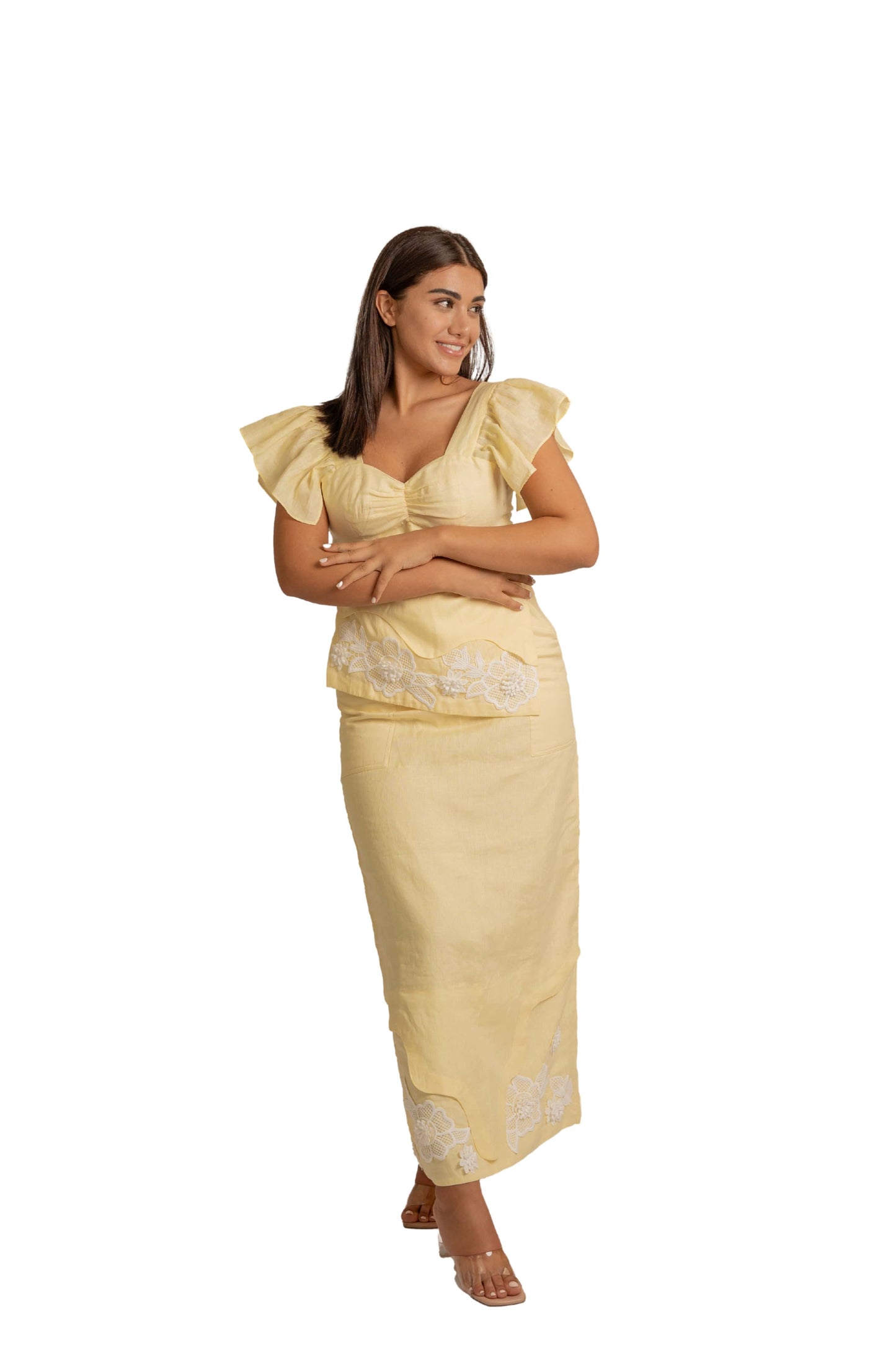 Blossom Yellow Linen Co-Ord Set