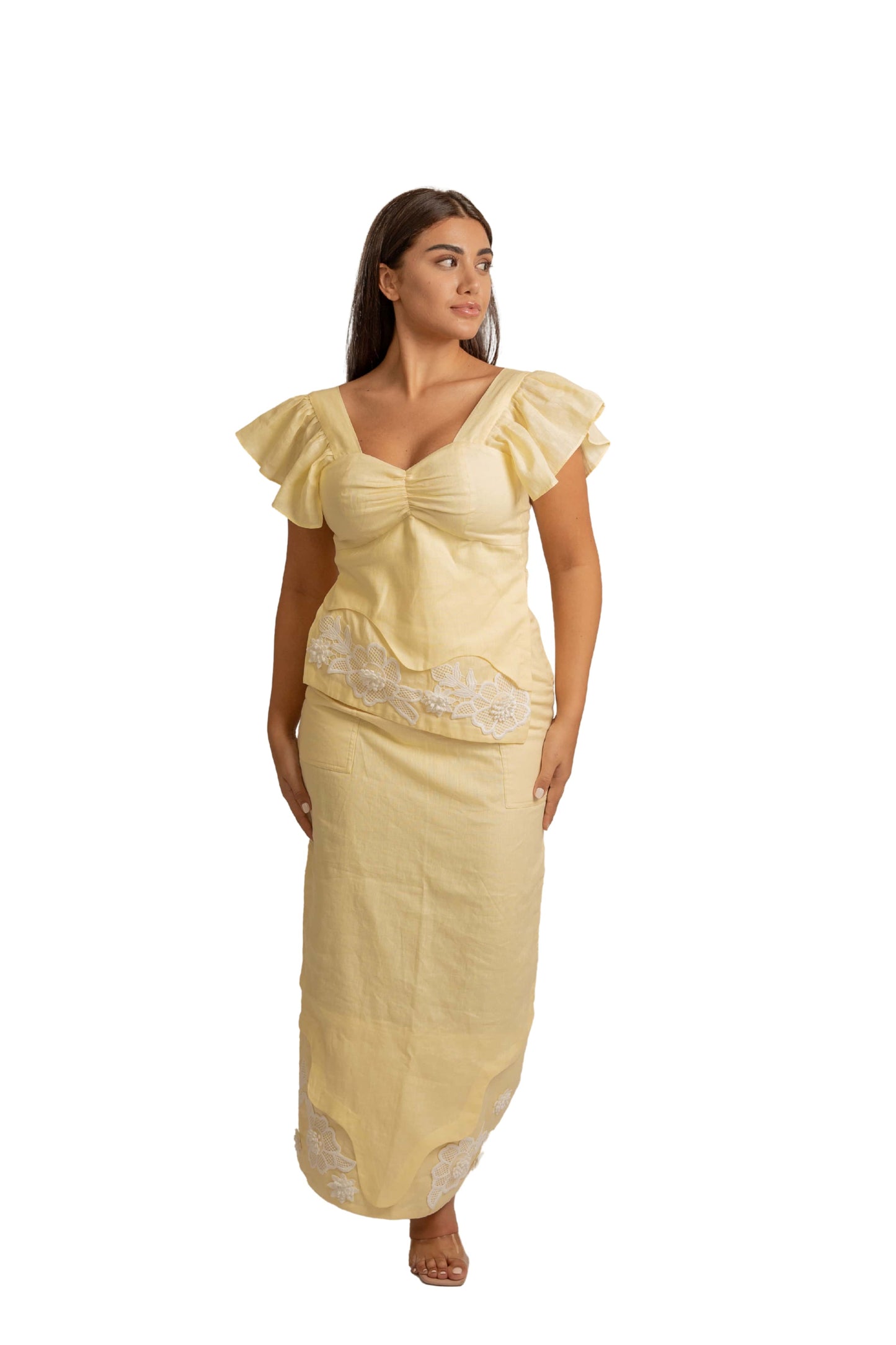 Blossom Yellow Linen Co-Ord Set