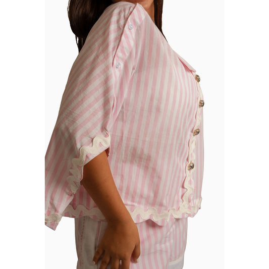 LUNA PINK AND WHITE STRIPED CO-ORD SET