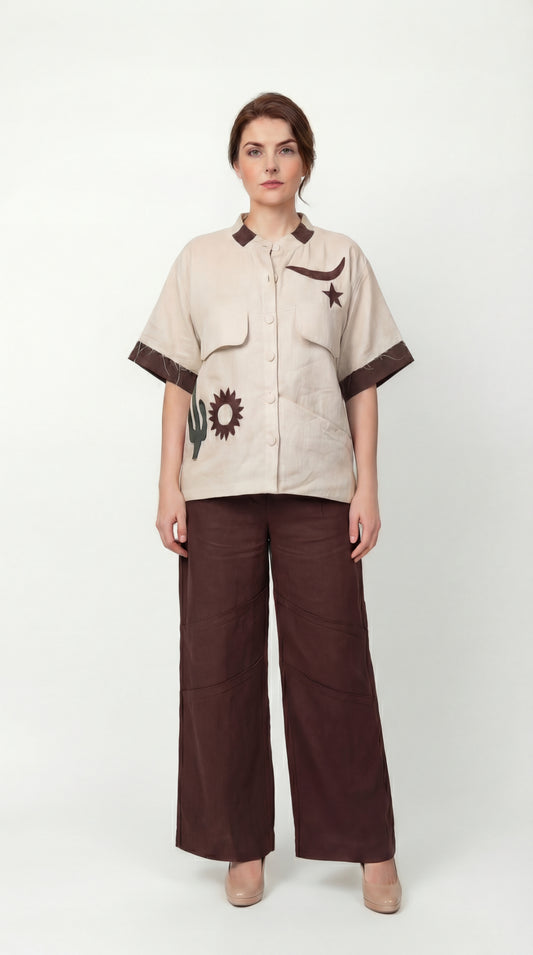 Imara Brown Linen Pant