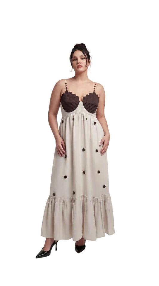 Coco Beige Brown Linen Dress