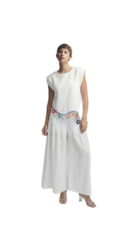 Fiji Summer Sleeveless White Linen Top