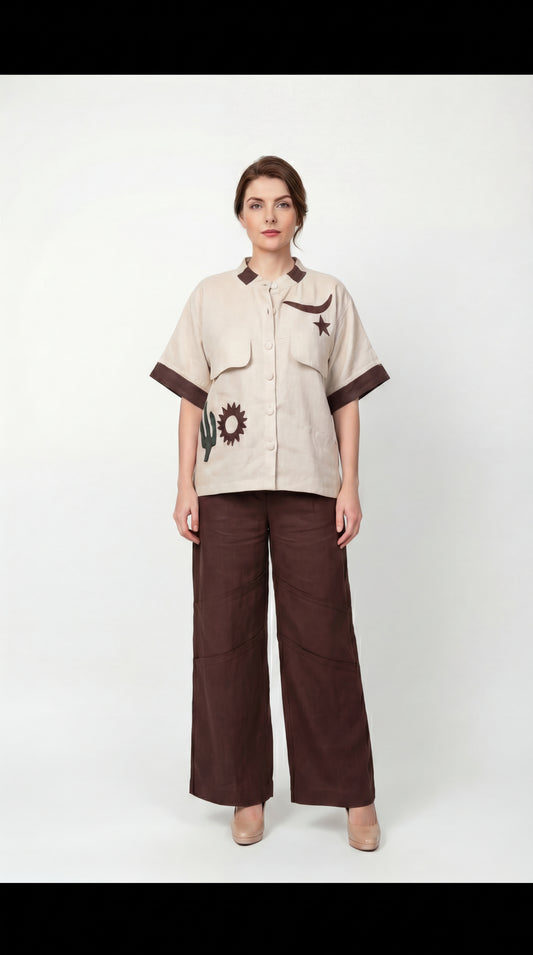 Imara Brown Linen Pant