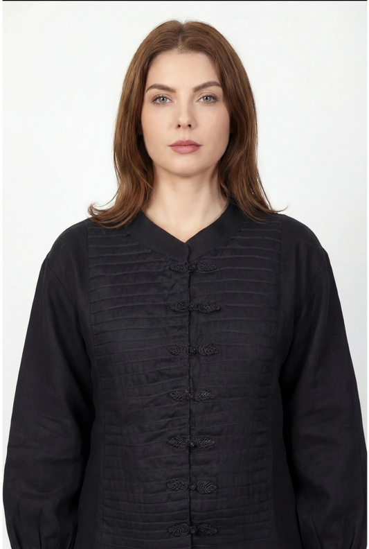Inori Black Linen Top