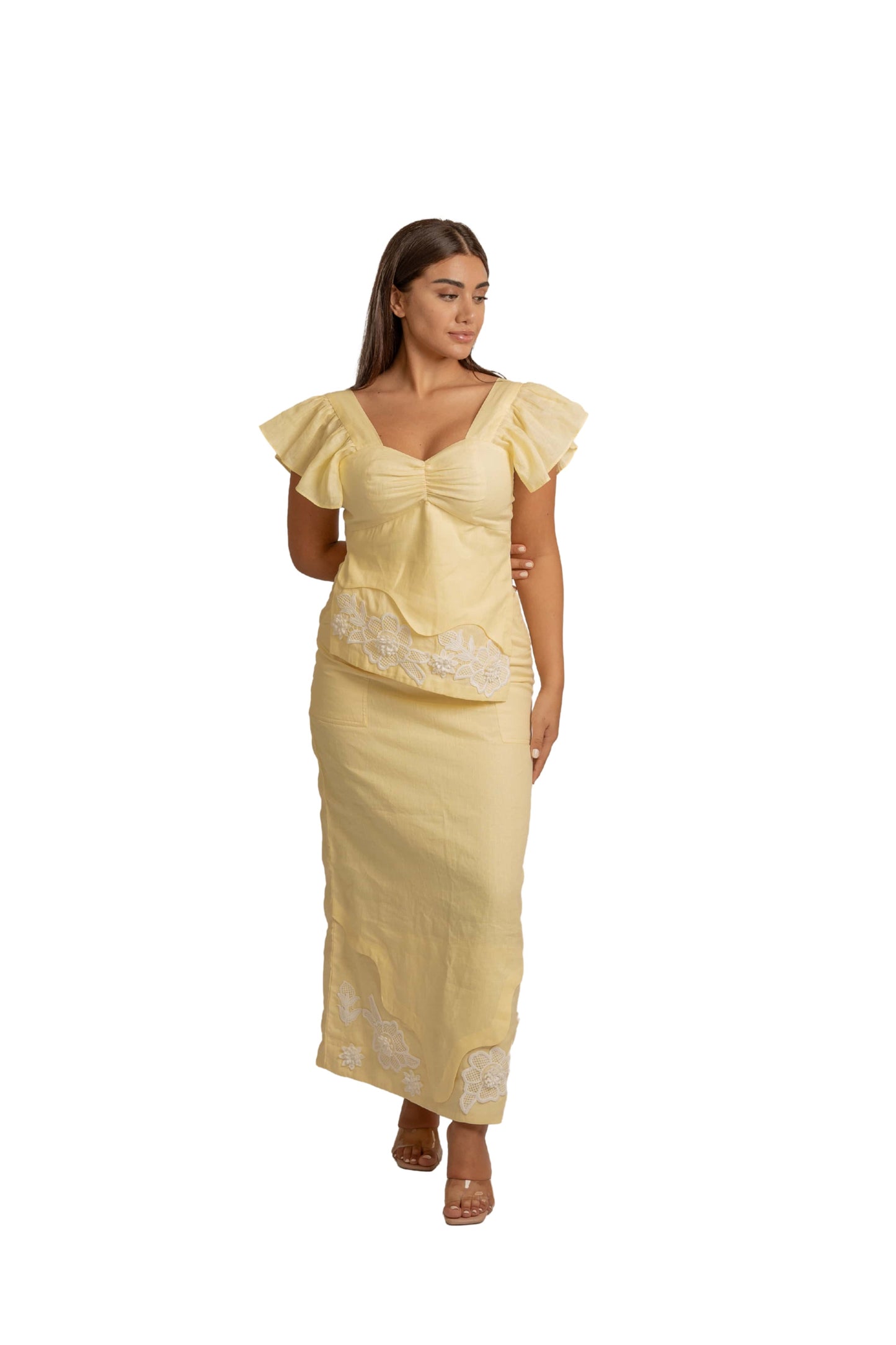 Blossom Yellow Linen Co-Ord Set