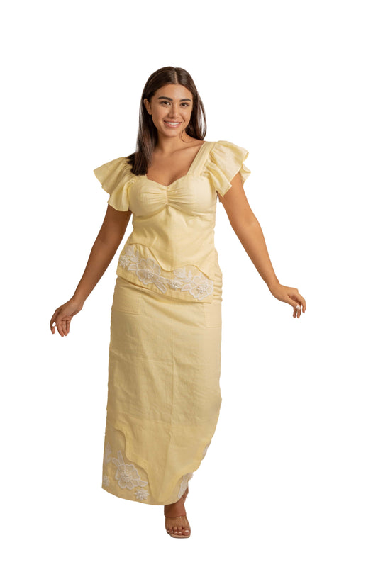 Blossom Yellow Linen Co-Ord Set