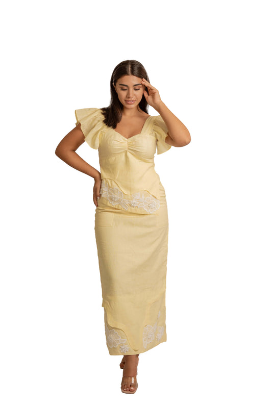 Blossom Yellow Linen Co-Ord Set