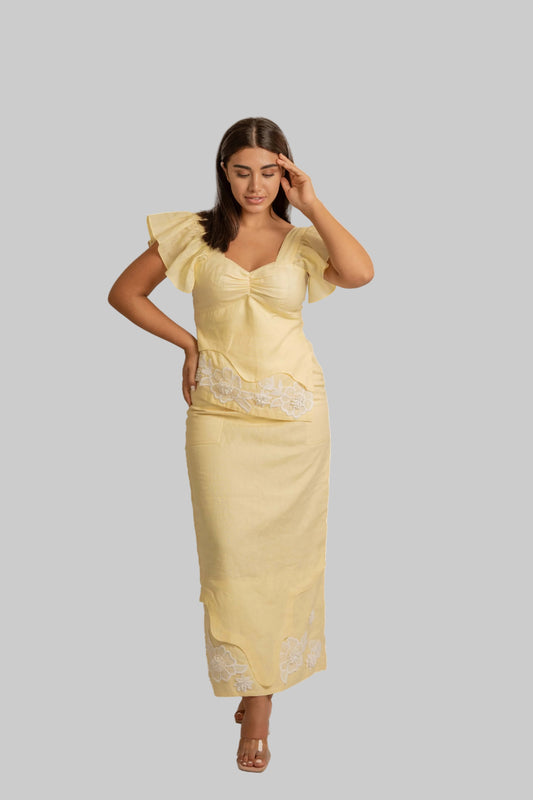 Blossom Yellow Linen Co-Ord Set