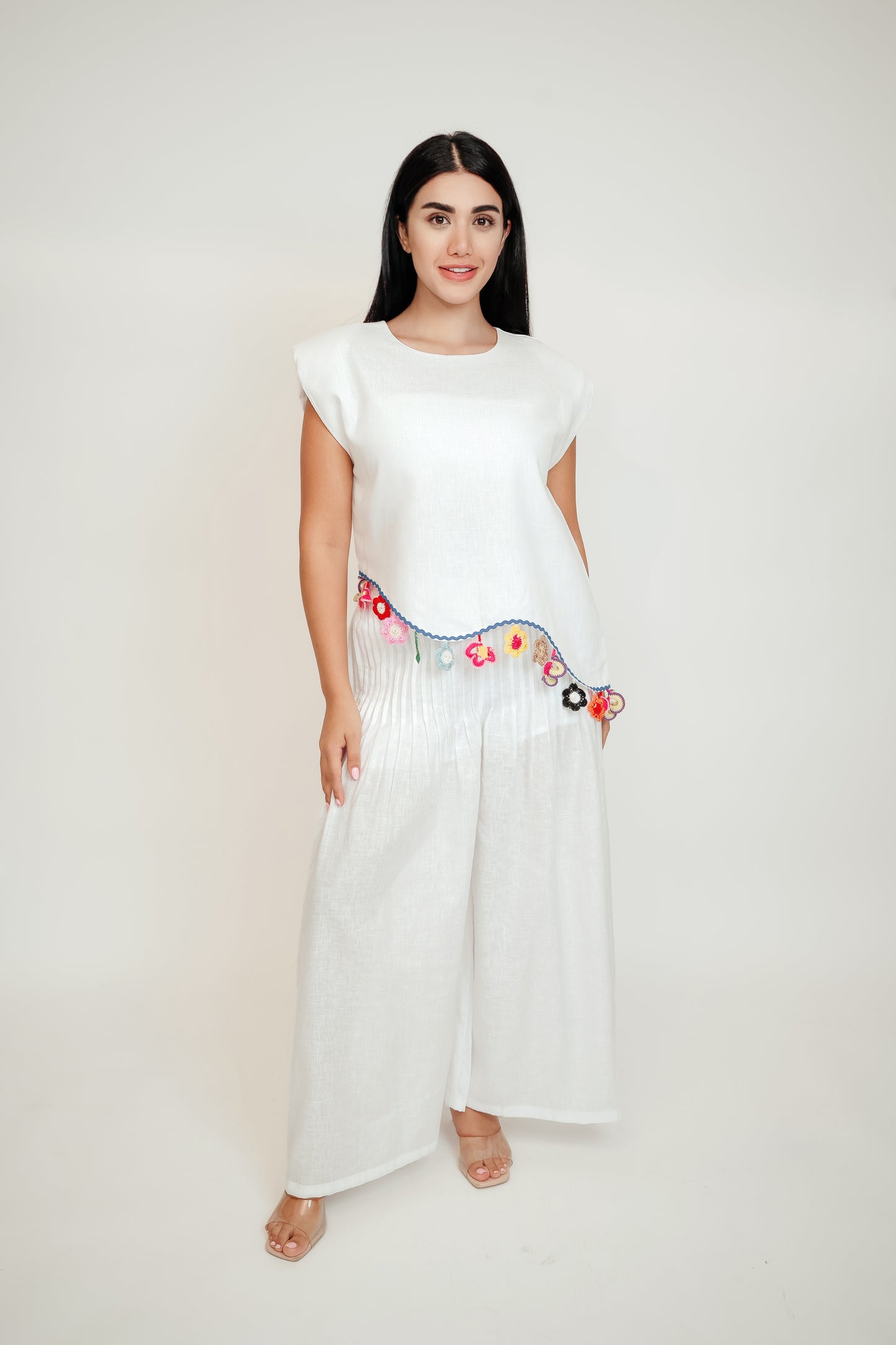 Fiji Summer Sleeveless White Linen Top
