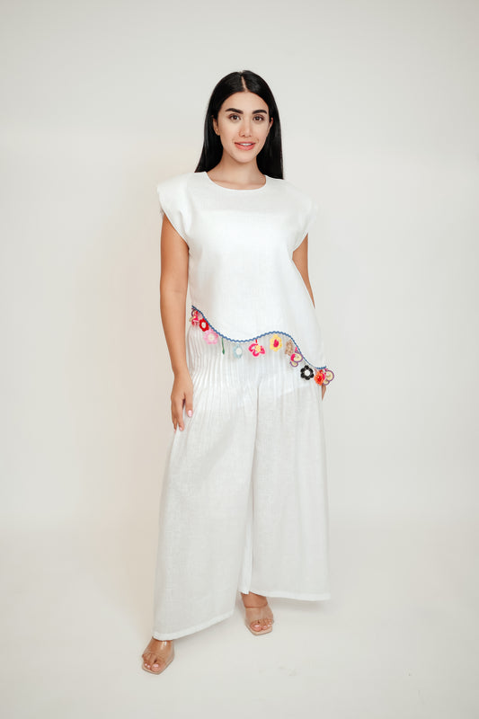 Fiji Summer Sleeveless White Linen Top
