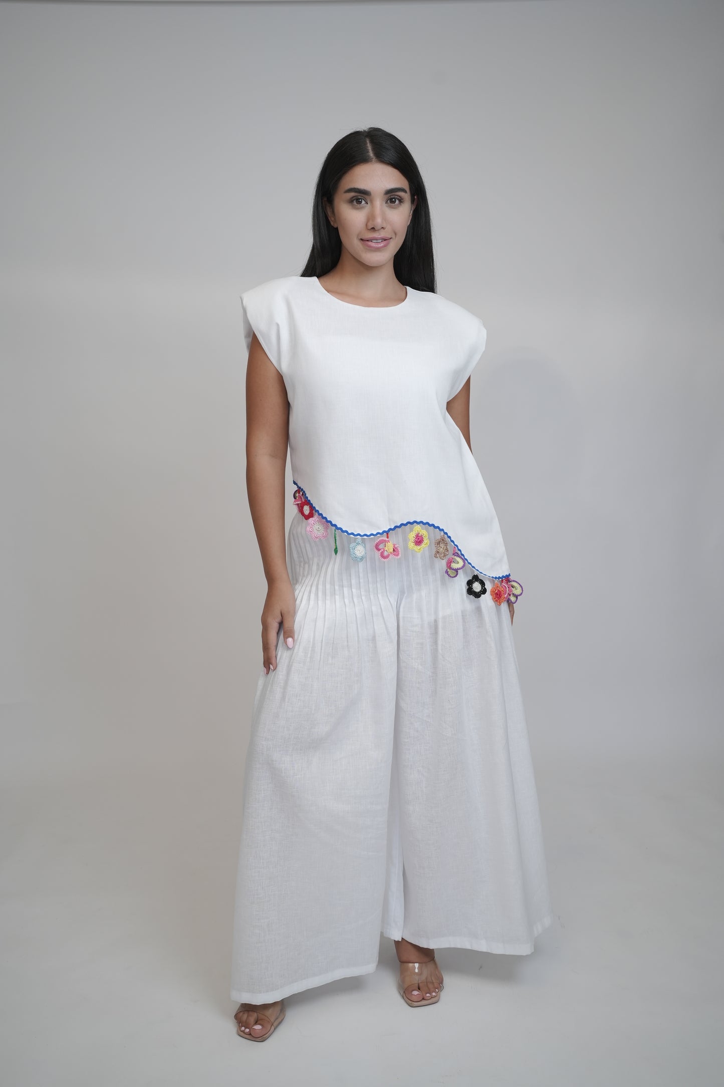 Fiji Summer Sleeveless White Linen Top