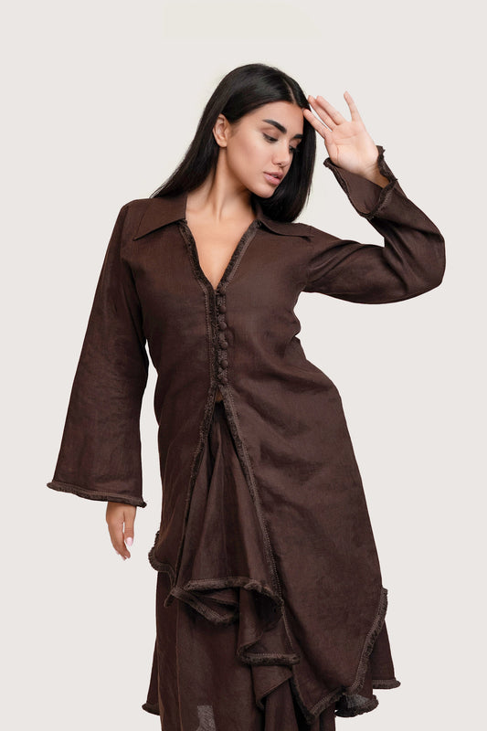 Espresso High Low Brown Top
