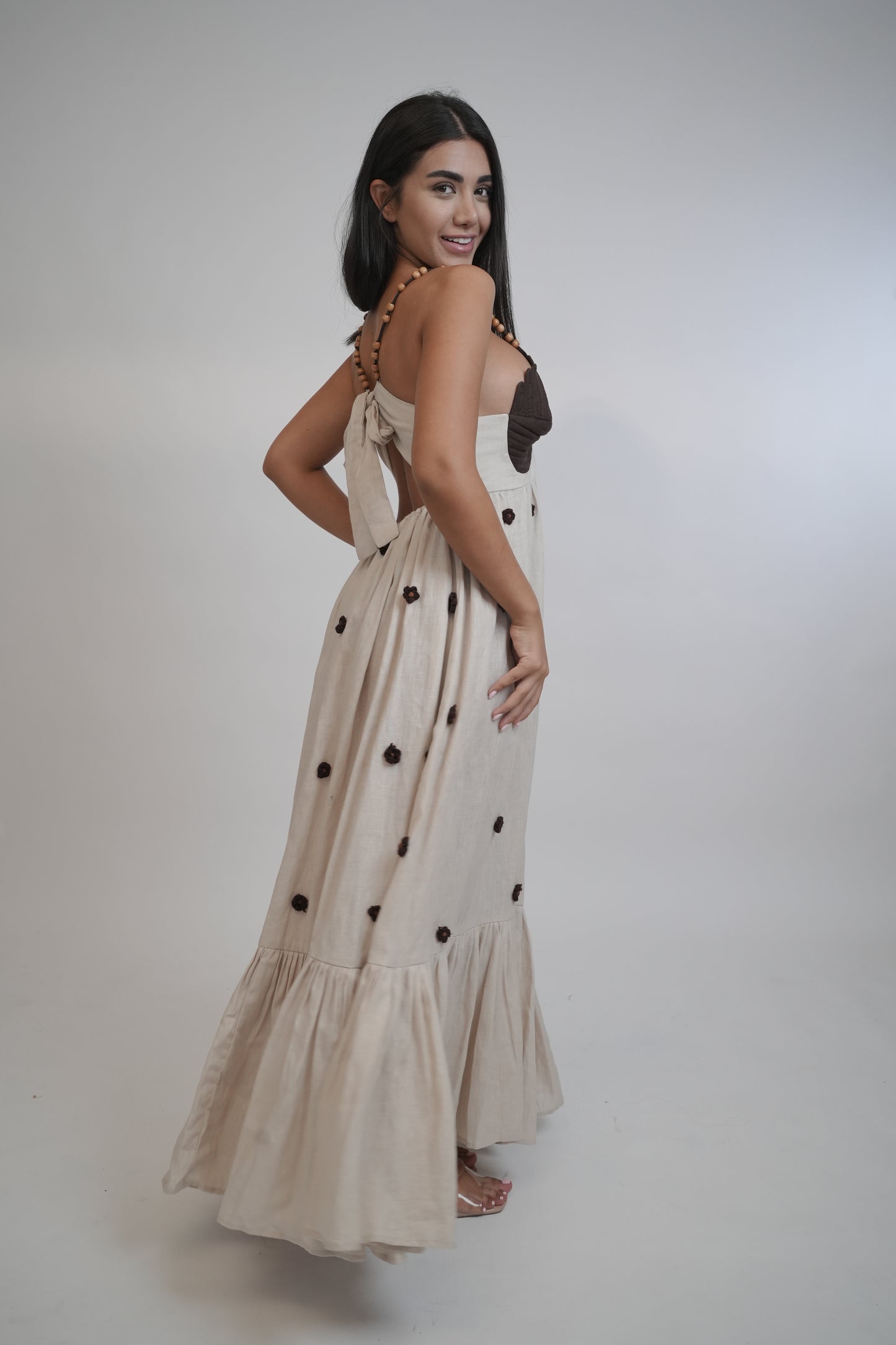 Coco Beige Brown Linen Dress