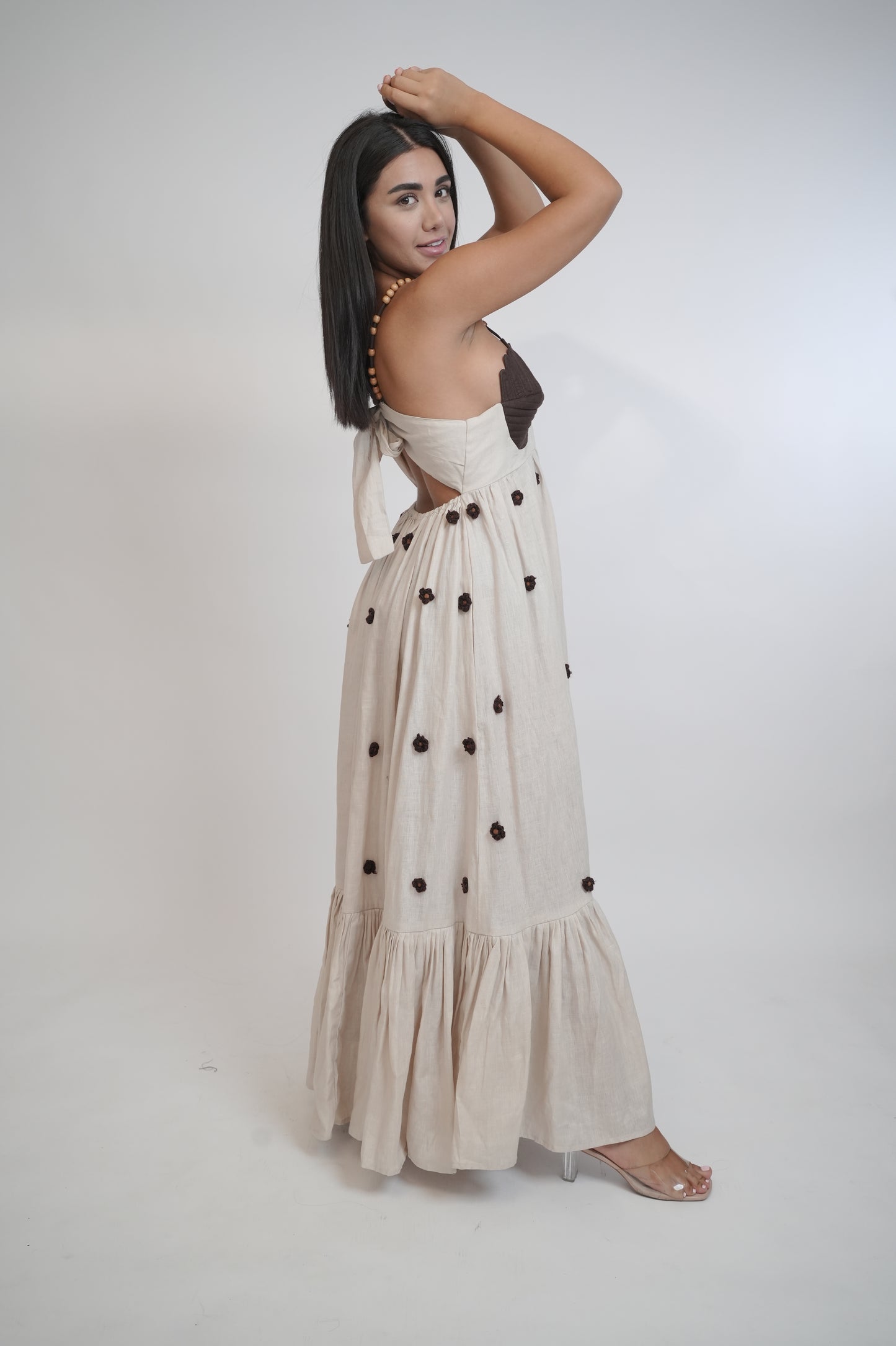 Coco Beige Brown Linen Dress