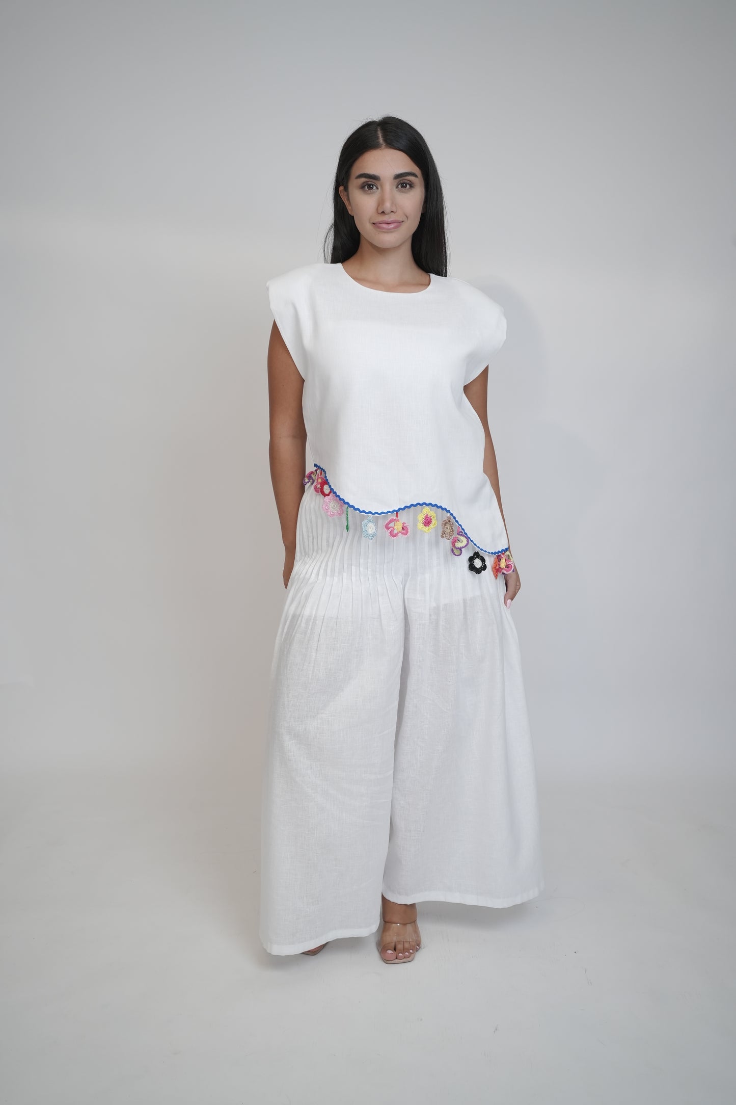 Fiji Summer Sleeveless White Linen Top