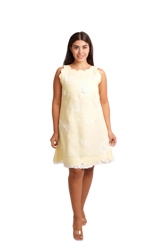 Petal Yellow Linen short dress
