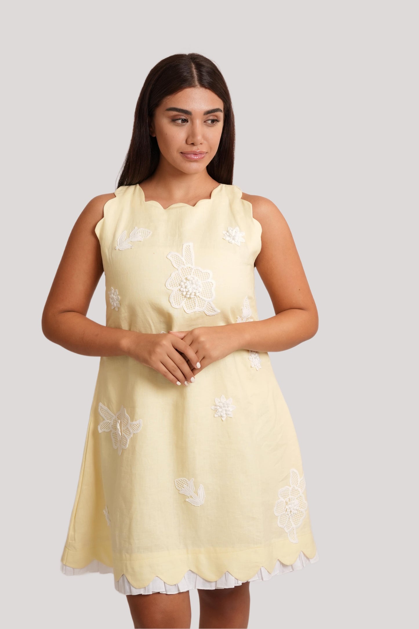 Petal Yellow Linen short dress