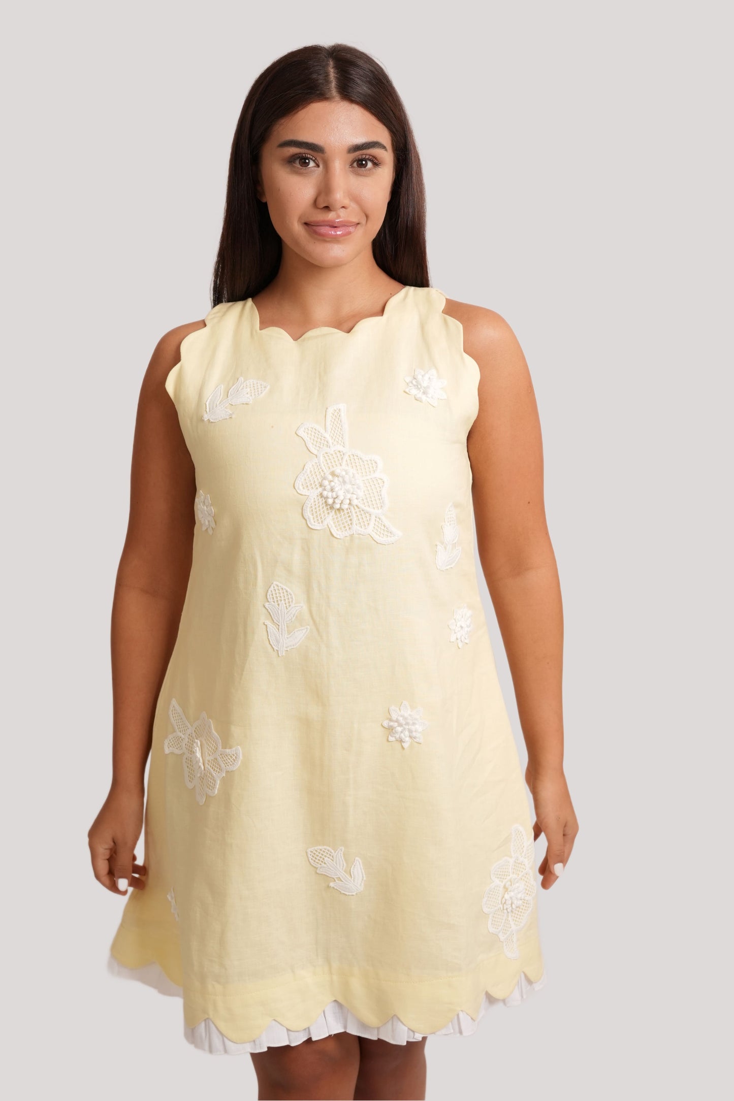 Petal Yellow Linen short dress