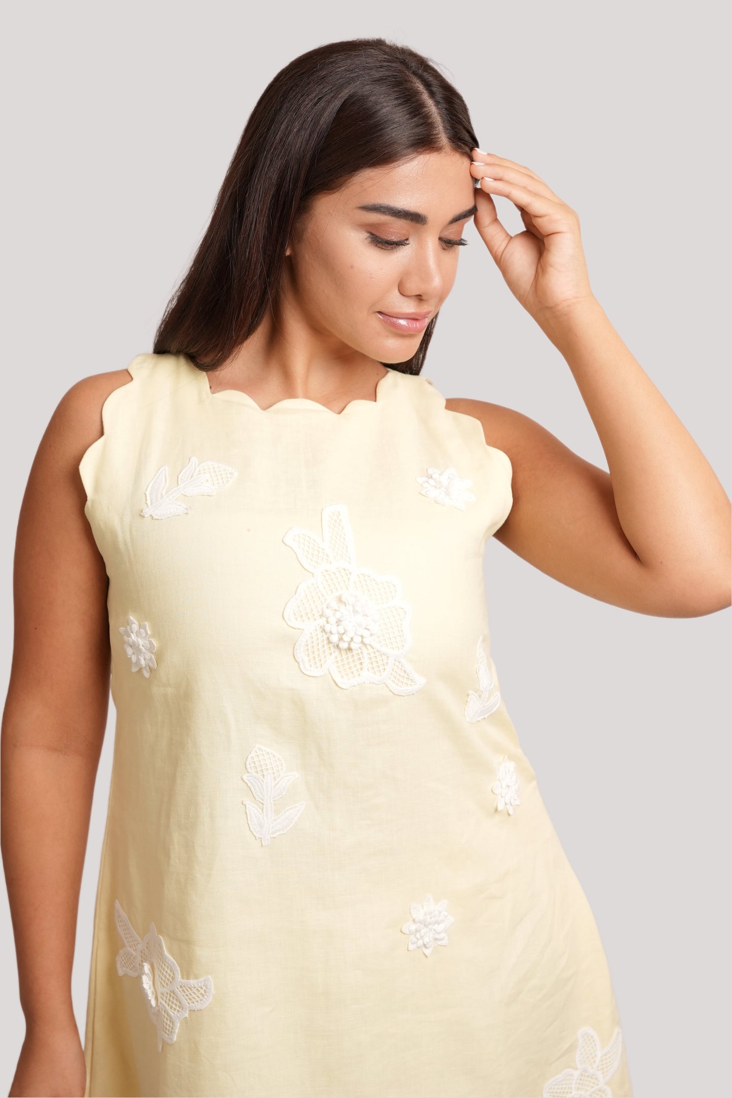 Petal Yellow Linen short dress