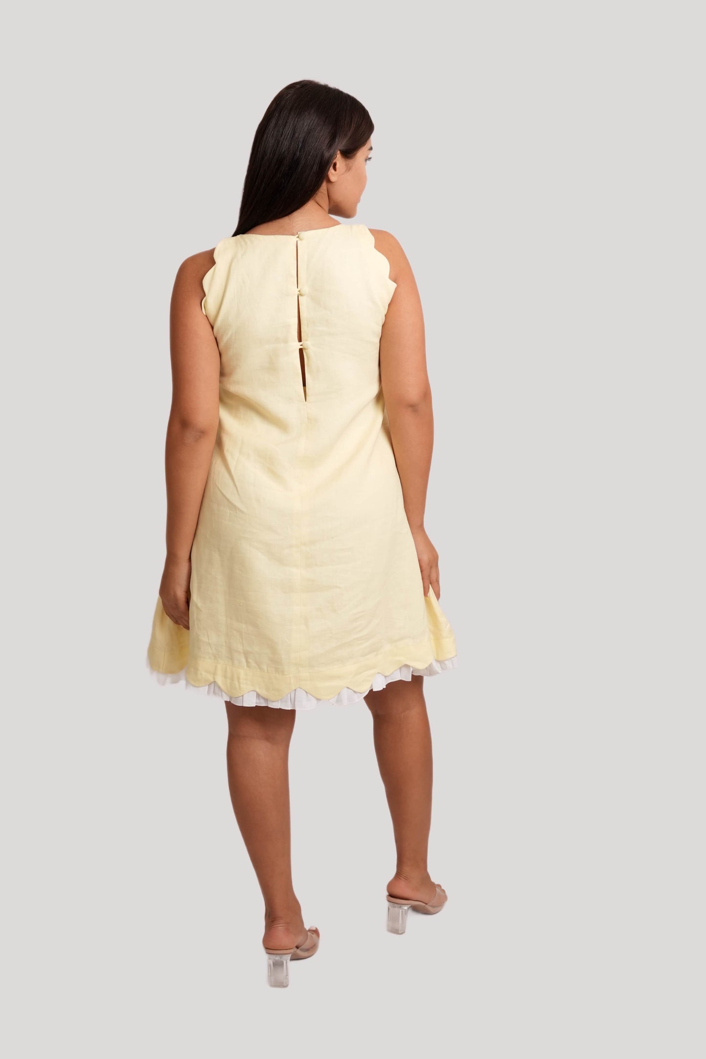 Petal Yellow Linen short dress