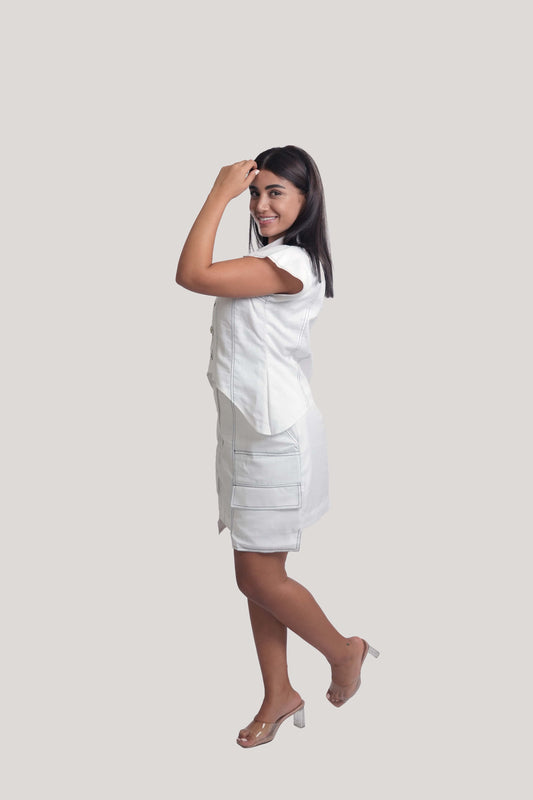 Zahra White Linen Skirt