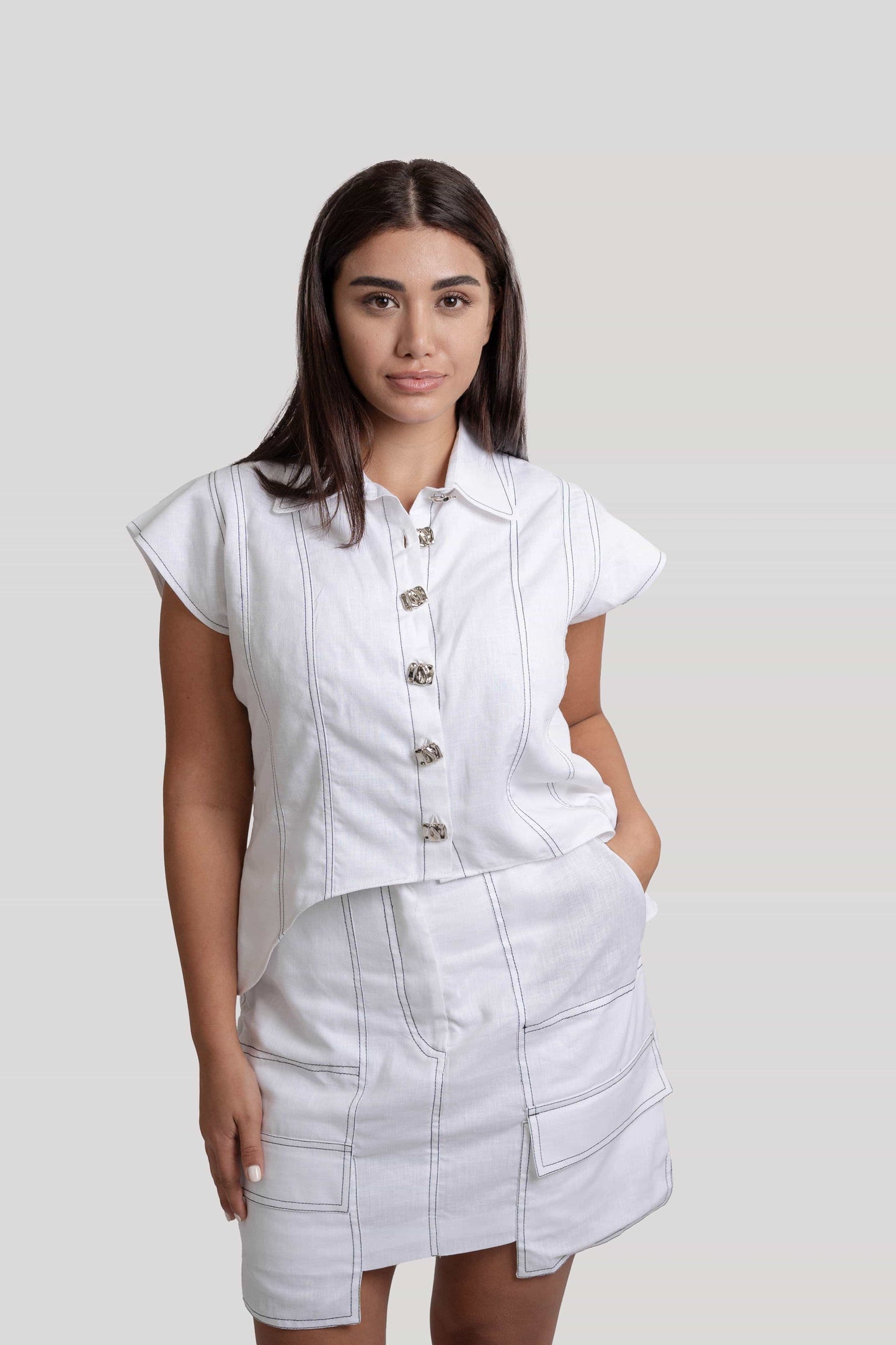 Zahra Co-Ord White Linen
