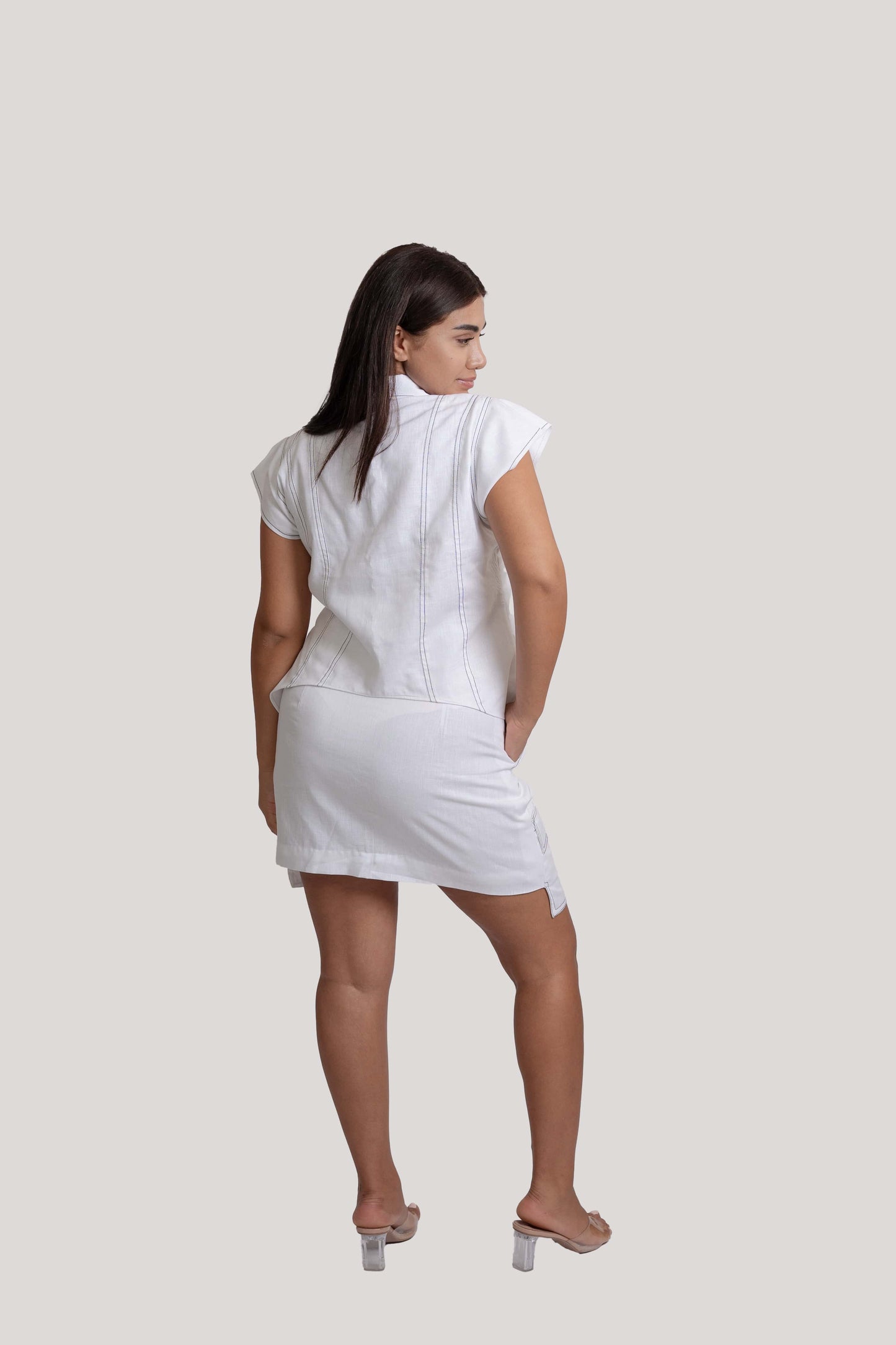 Zahra White Linen Skirt