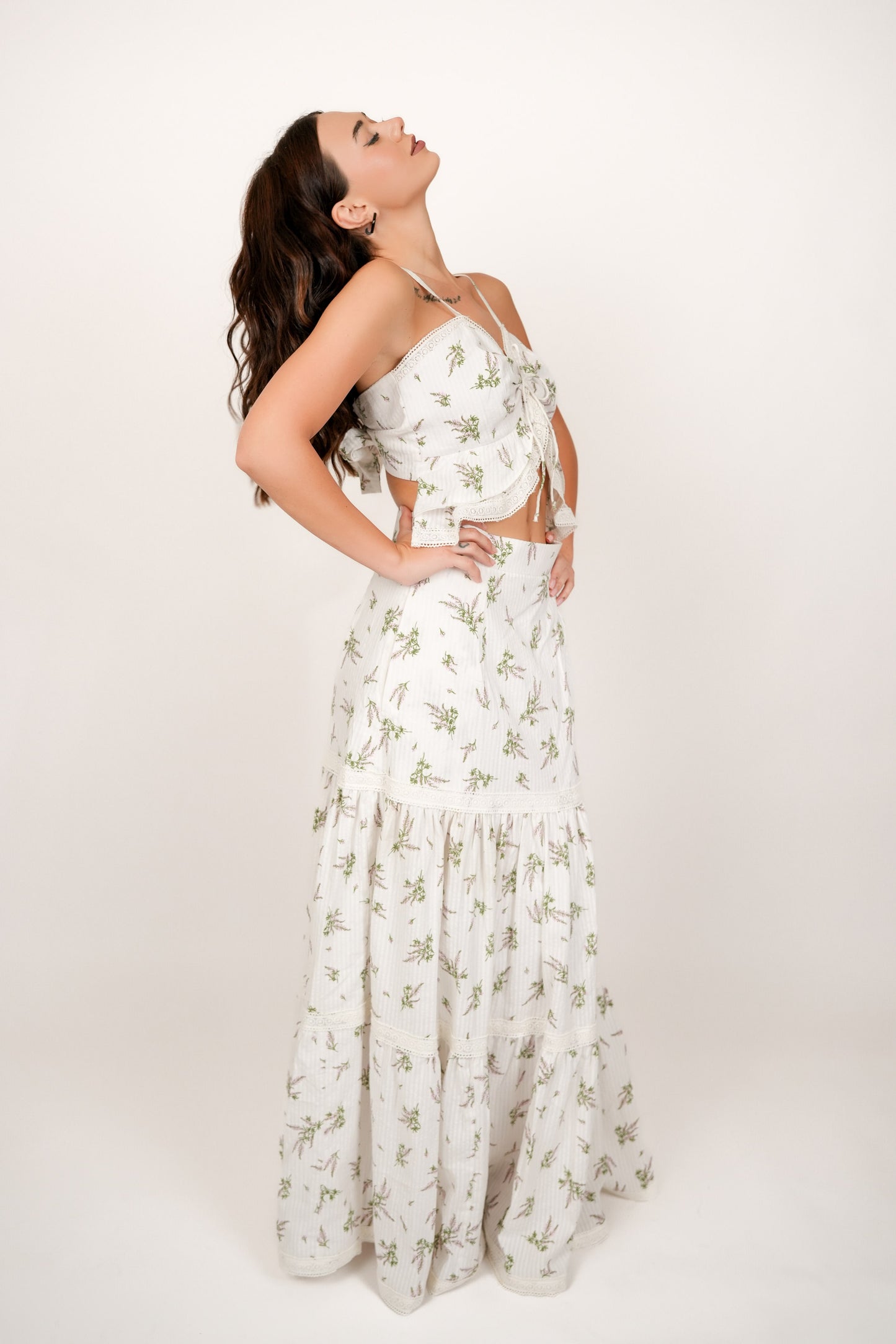 Flora White Floral Maxi Skirt