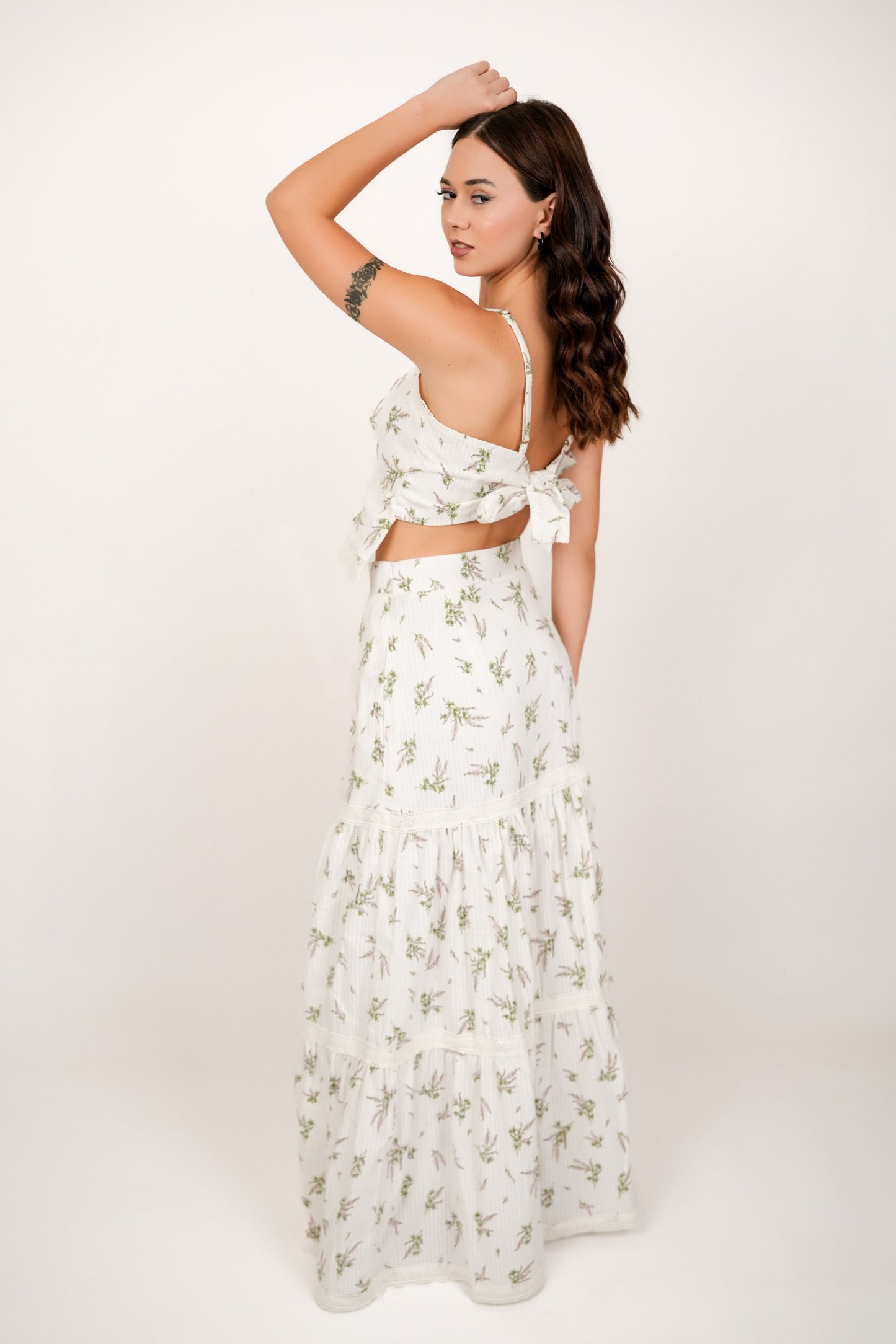 Flora White Floral Maxi Skirt