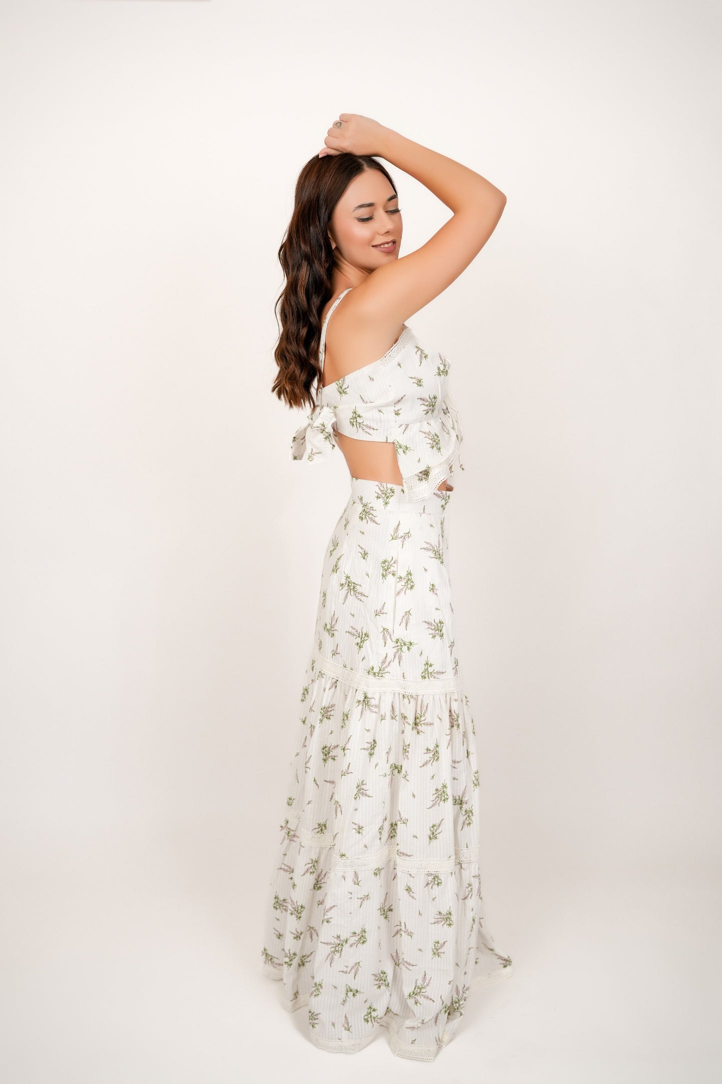 Flora White Floral Maxi Skirt
