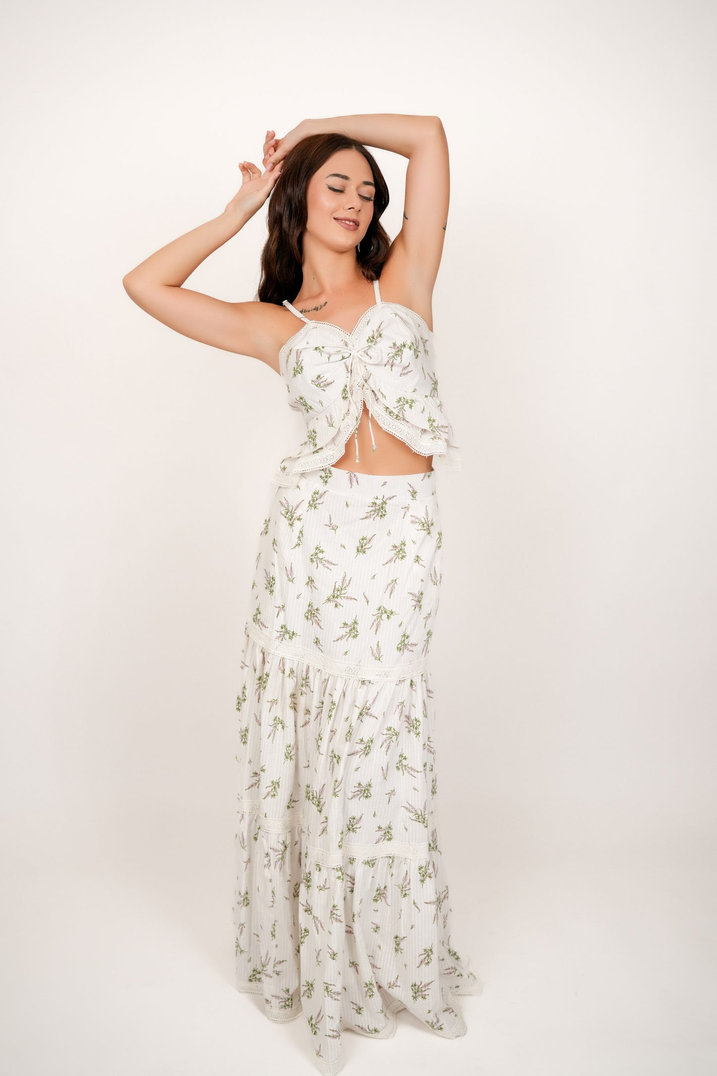 Flora White Floral Maxi Skirt