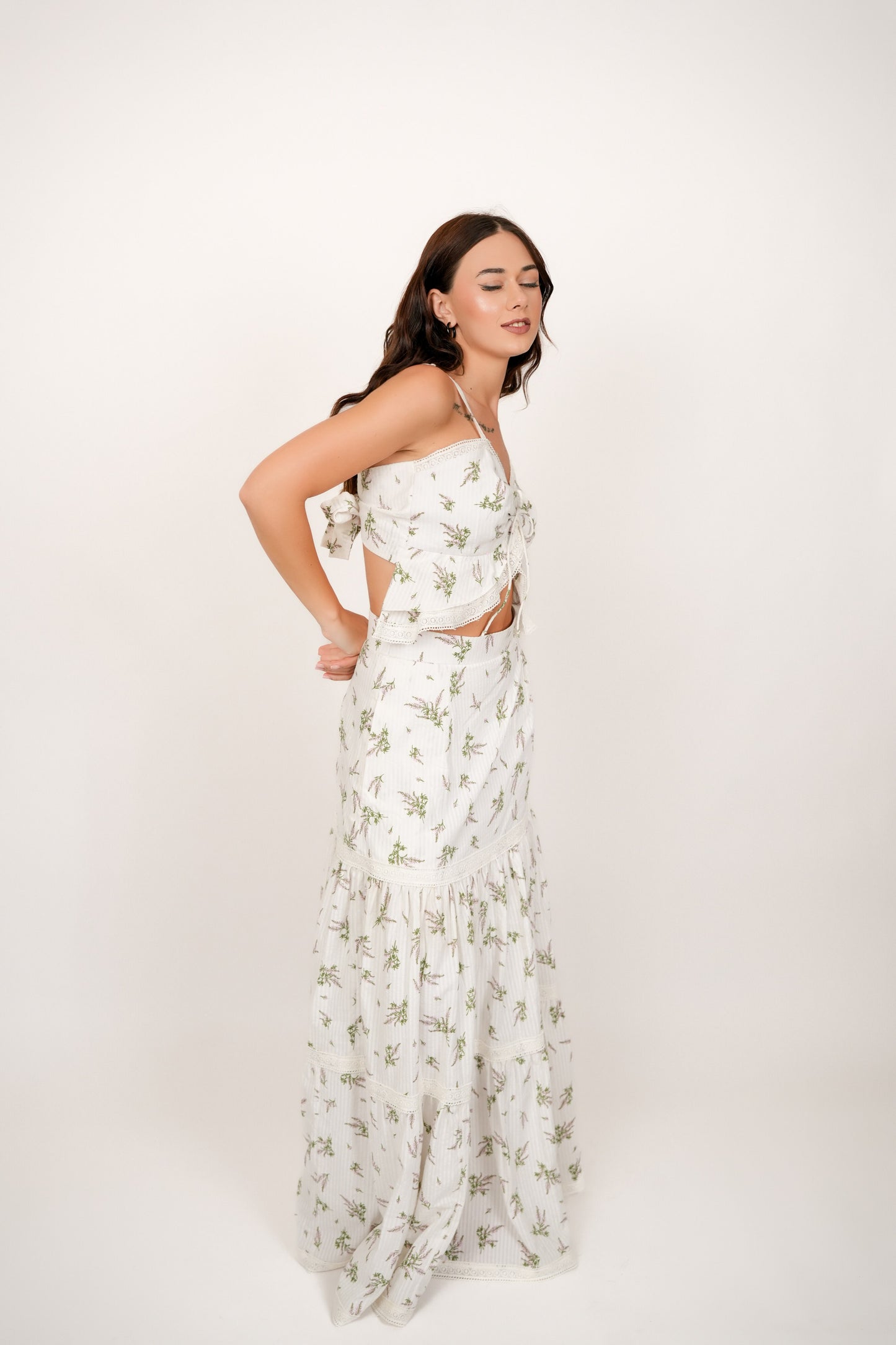 Flora White Floral Maxi Skirt