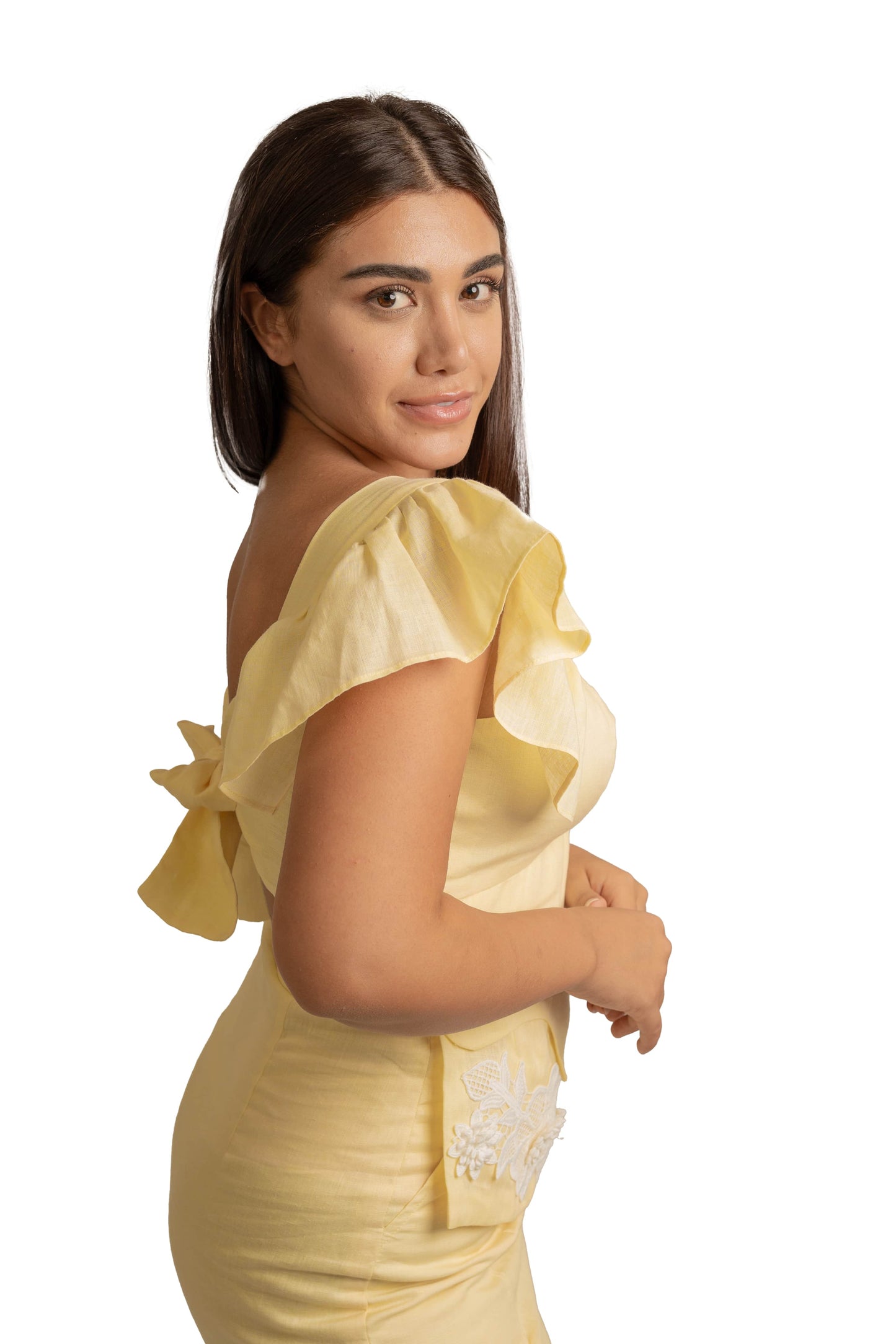 Blossom Yellow Top with White Lace