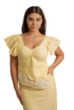 Blossom Yellow Top with White Lace