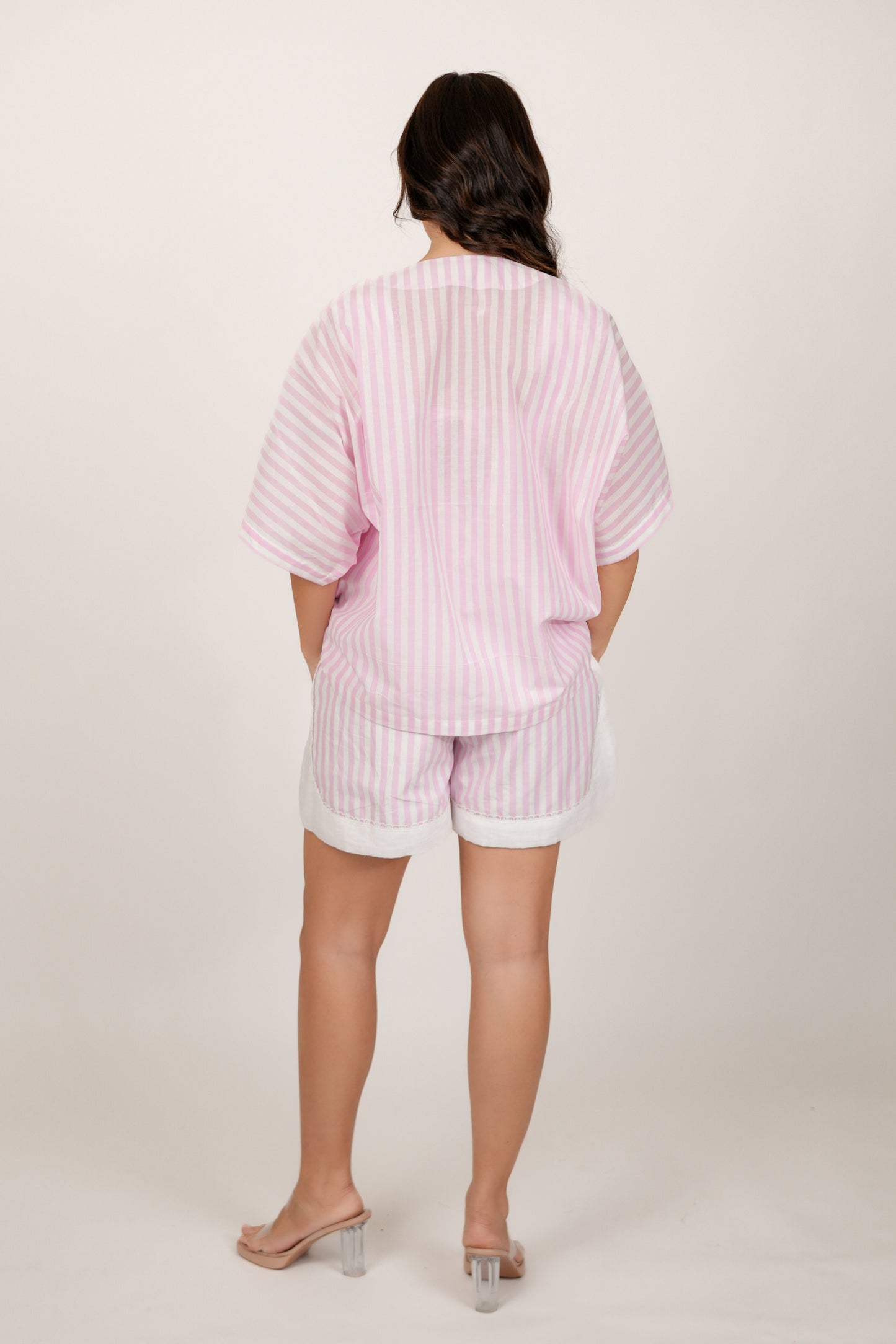 LUNA PINK AND WHITE STRIPED CO-ORD SET