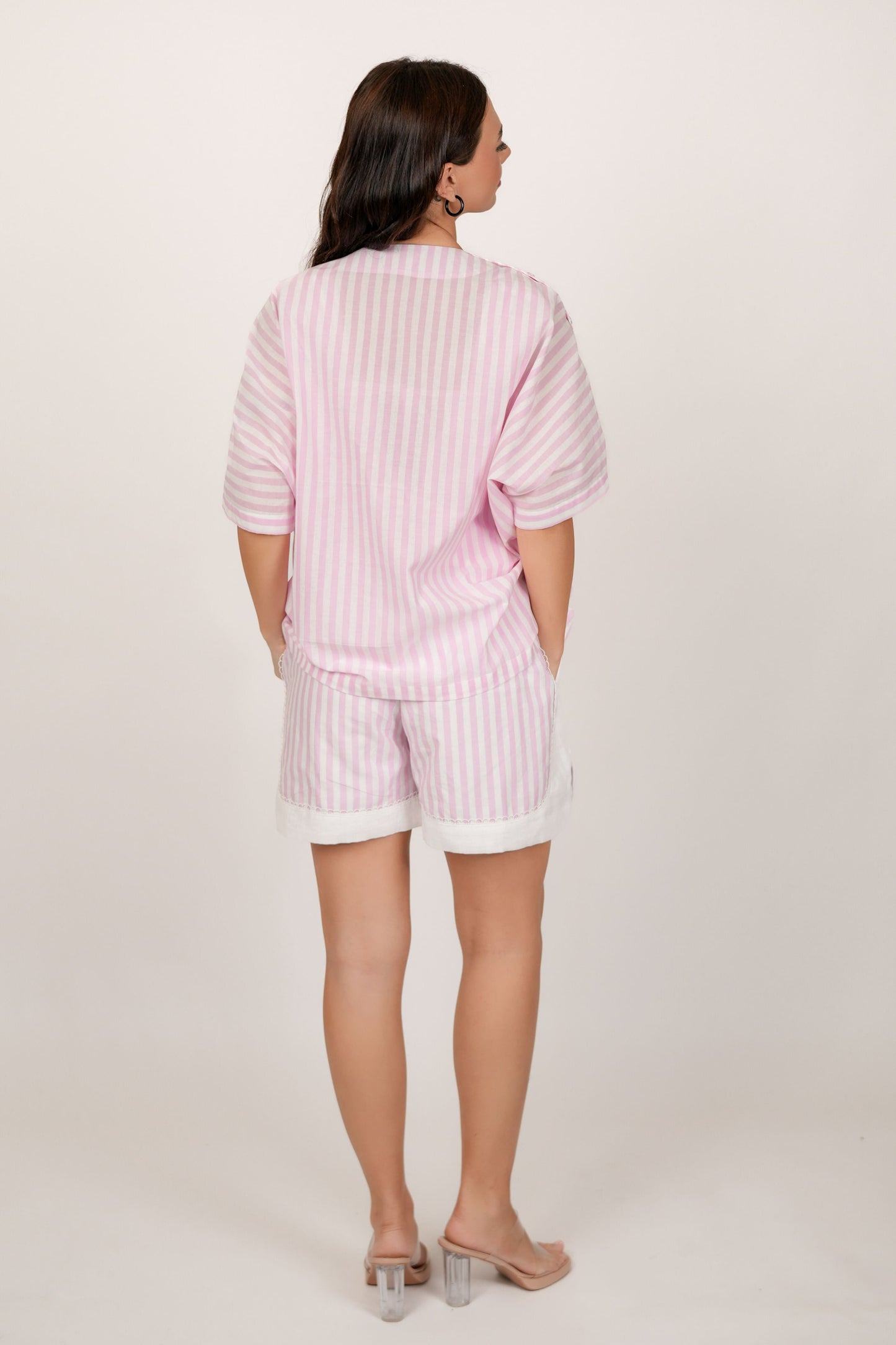 Luna Pink and white stripe shorts