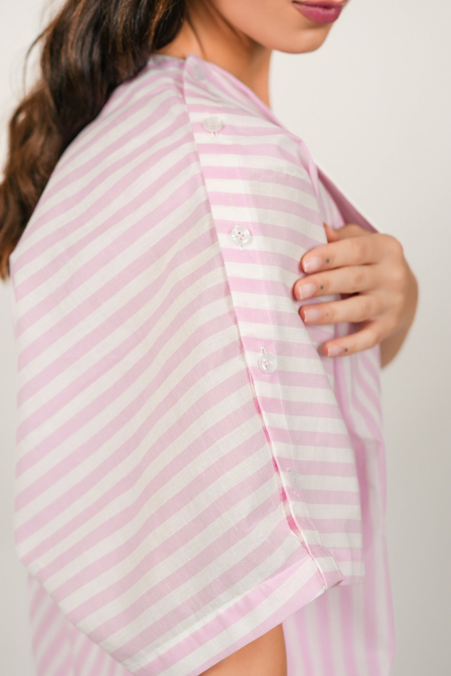 LUNA PINK AND WHITE STRIPED CO-ORD SET