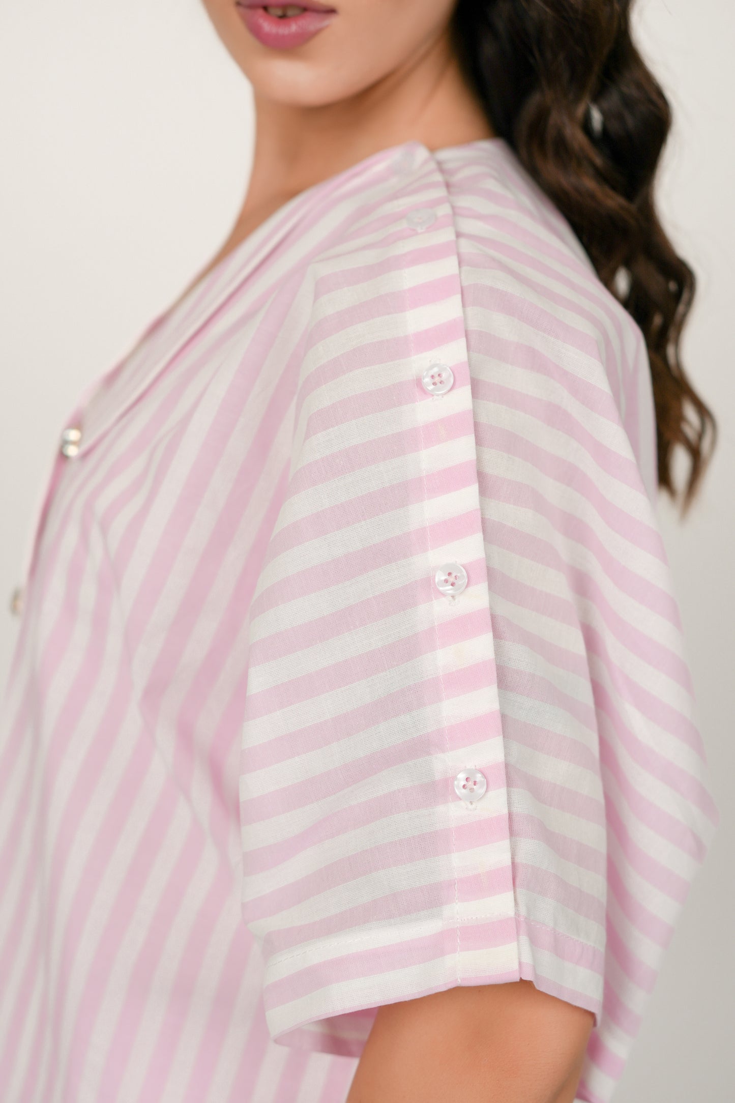 LUNA PINK AND WHITE STRIPED CO-ORD SET
