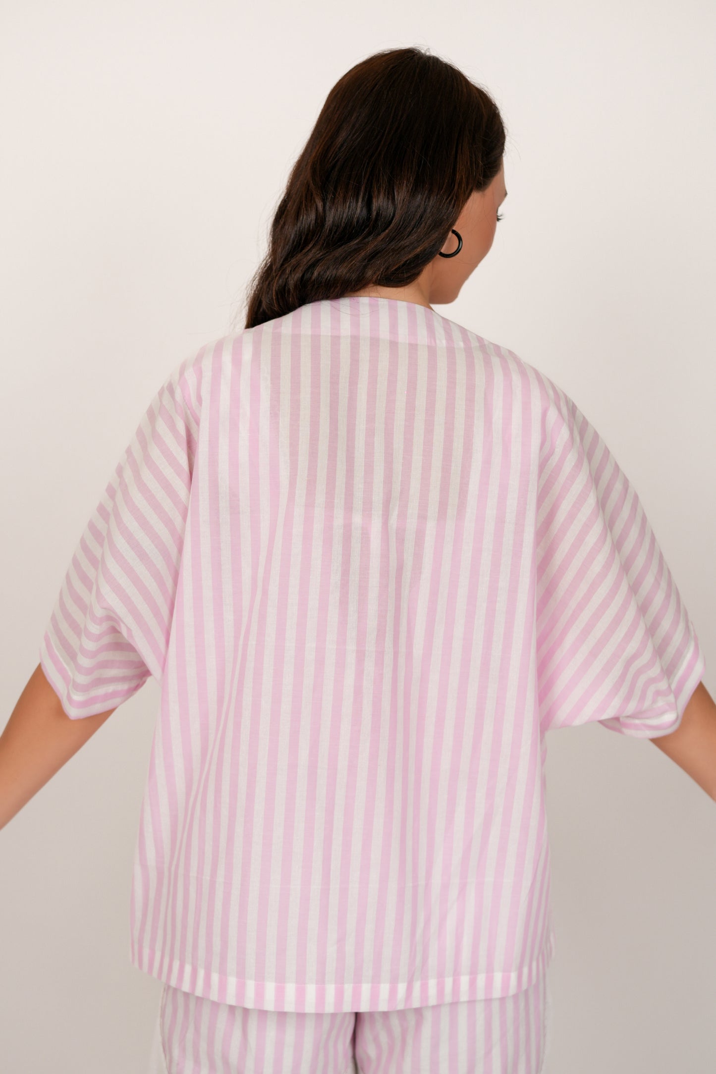 LUNA PINK AND WHITE STRIPED CO-ORD SET