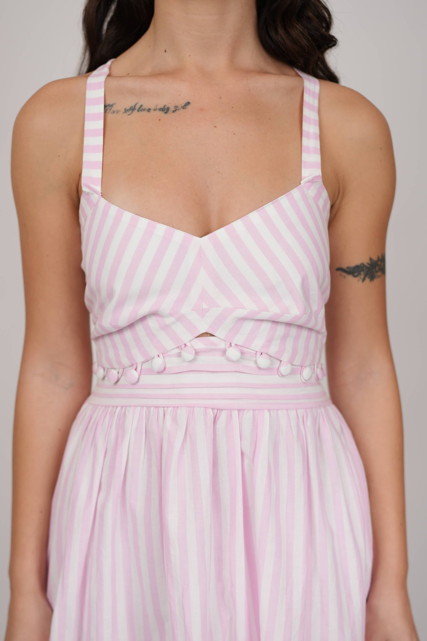 Abby White Pink Striped Dress