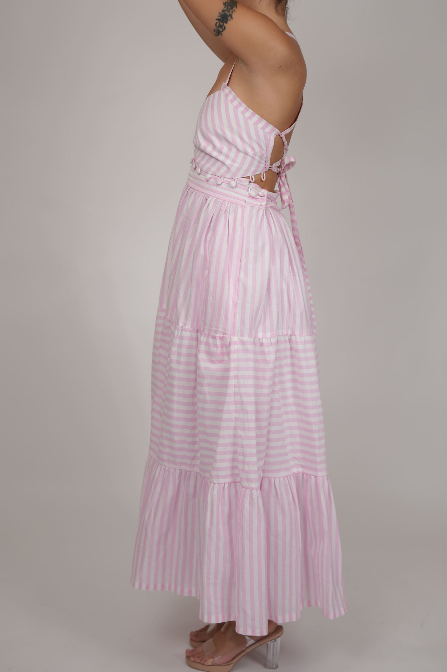 Abby White Pink Striped Dress