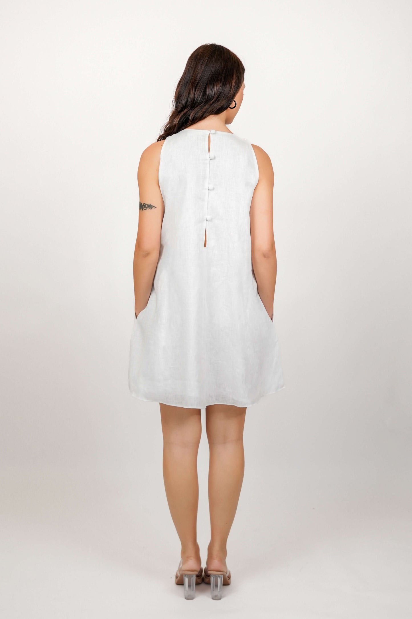 Pearl White Short Dress With Kimono Set