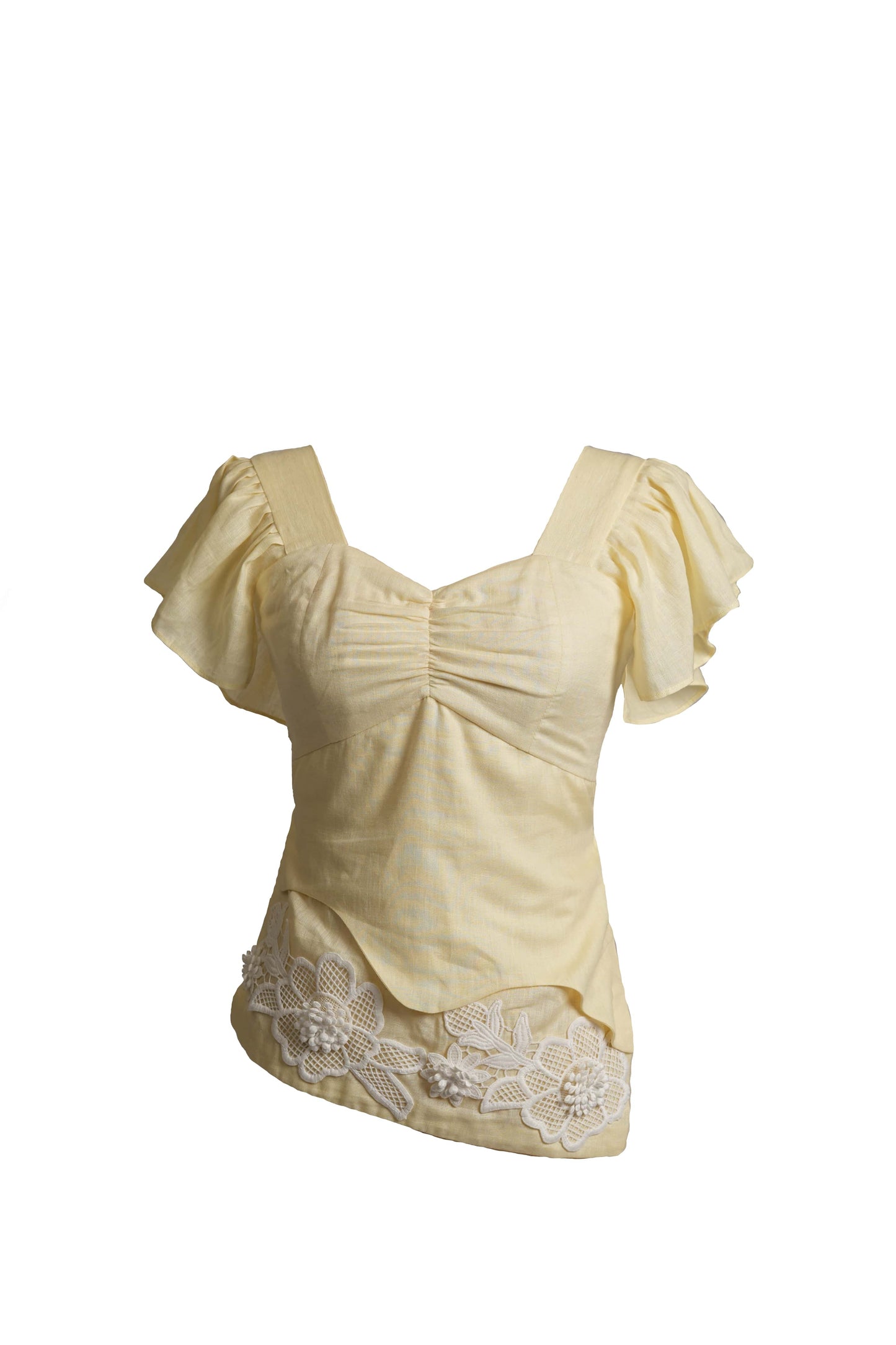Blossom Yellow Top with White Lace