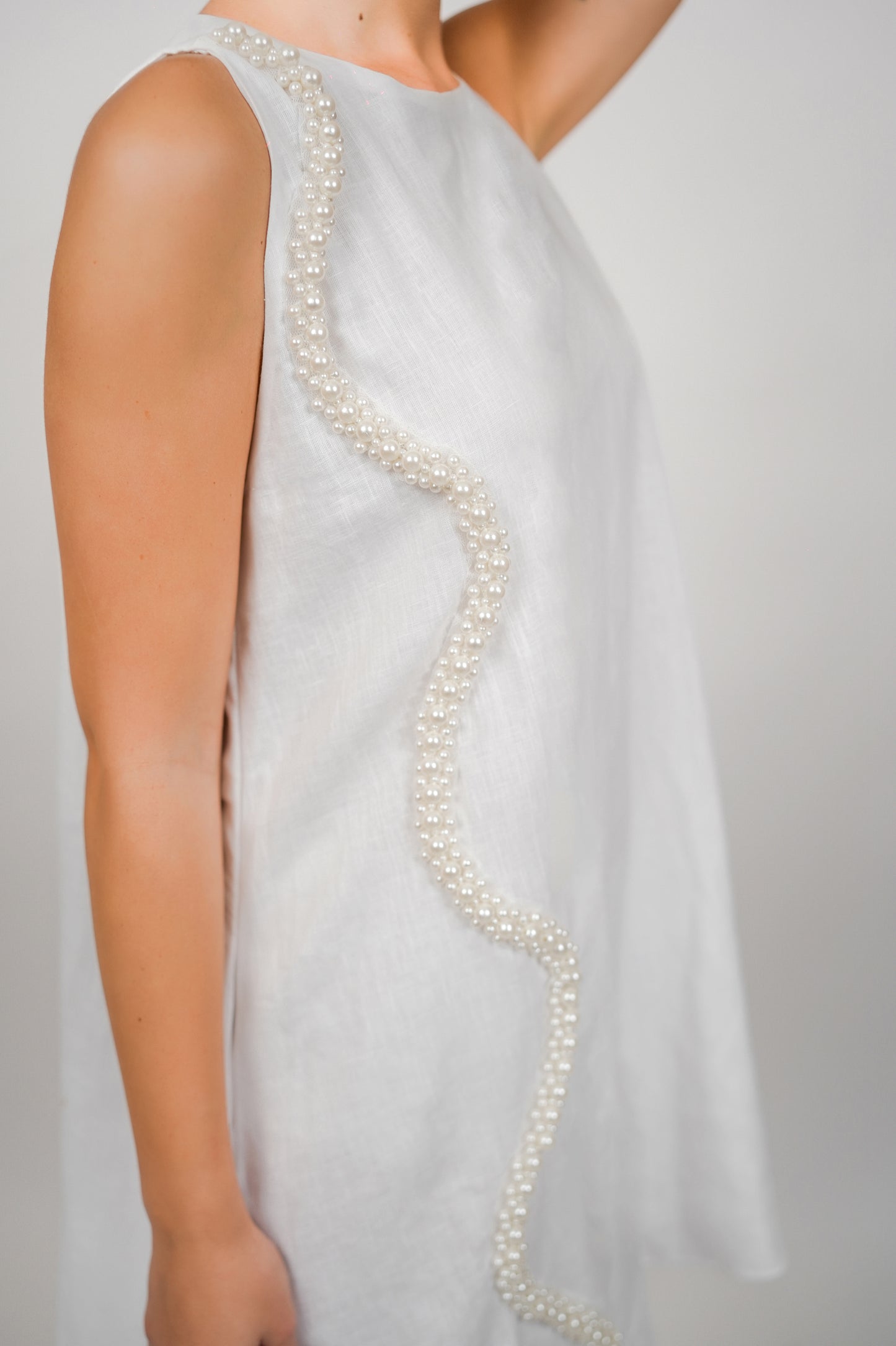 Pearl White Short Dress With Kimono Set