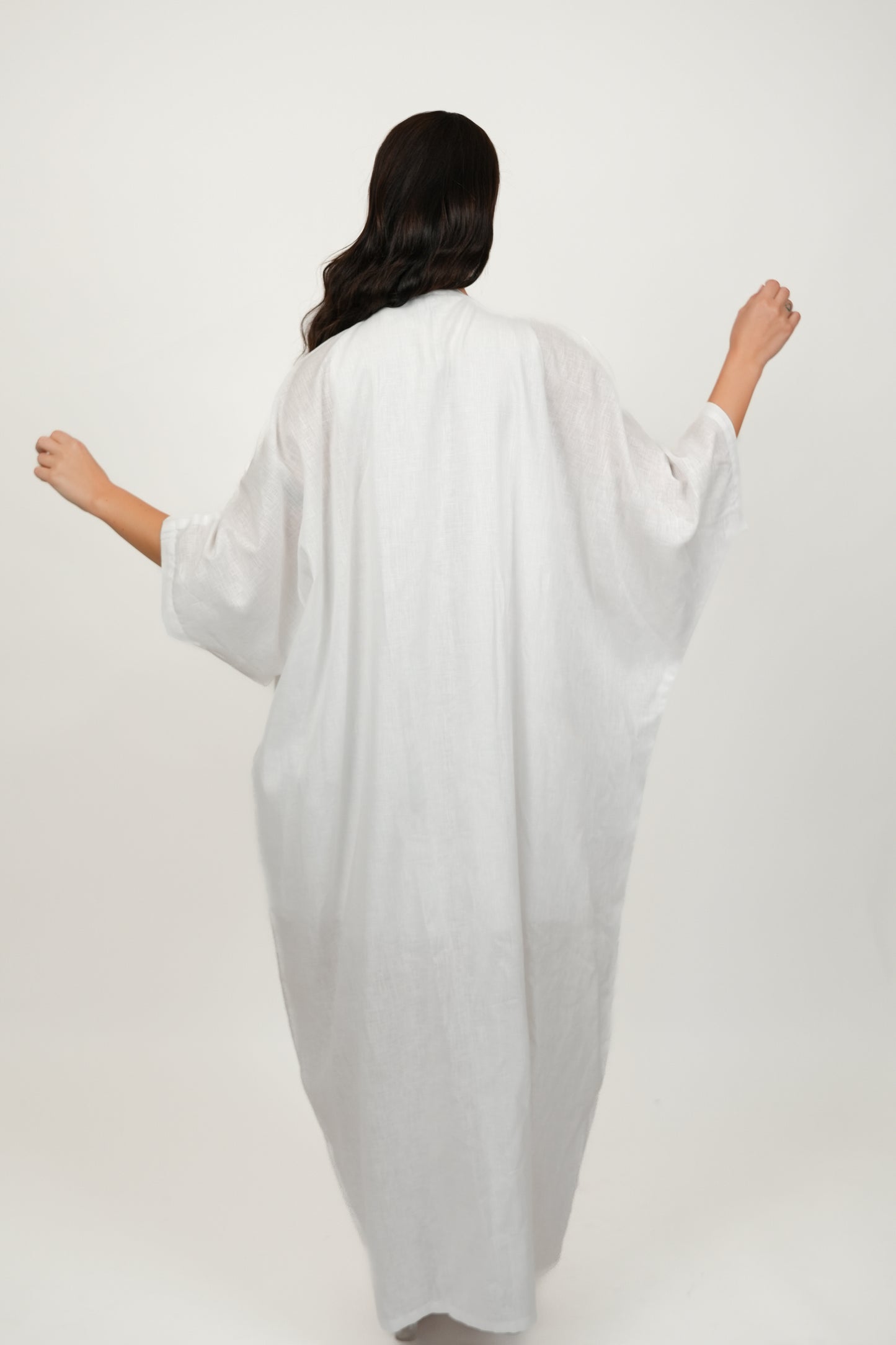 Pearl White Short Dress With Kimono Set