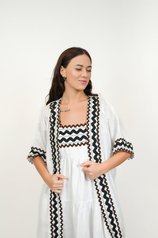 Coral White Kimono