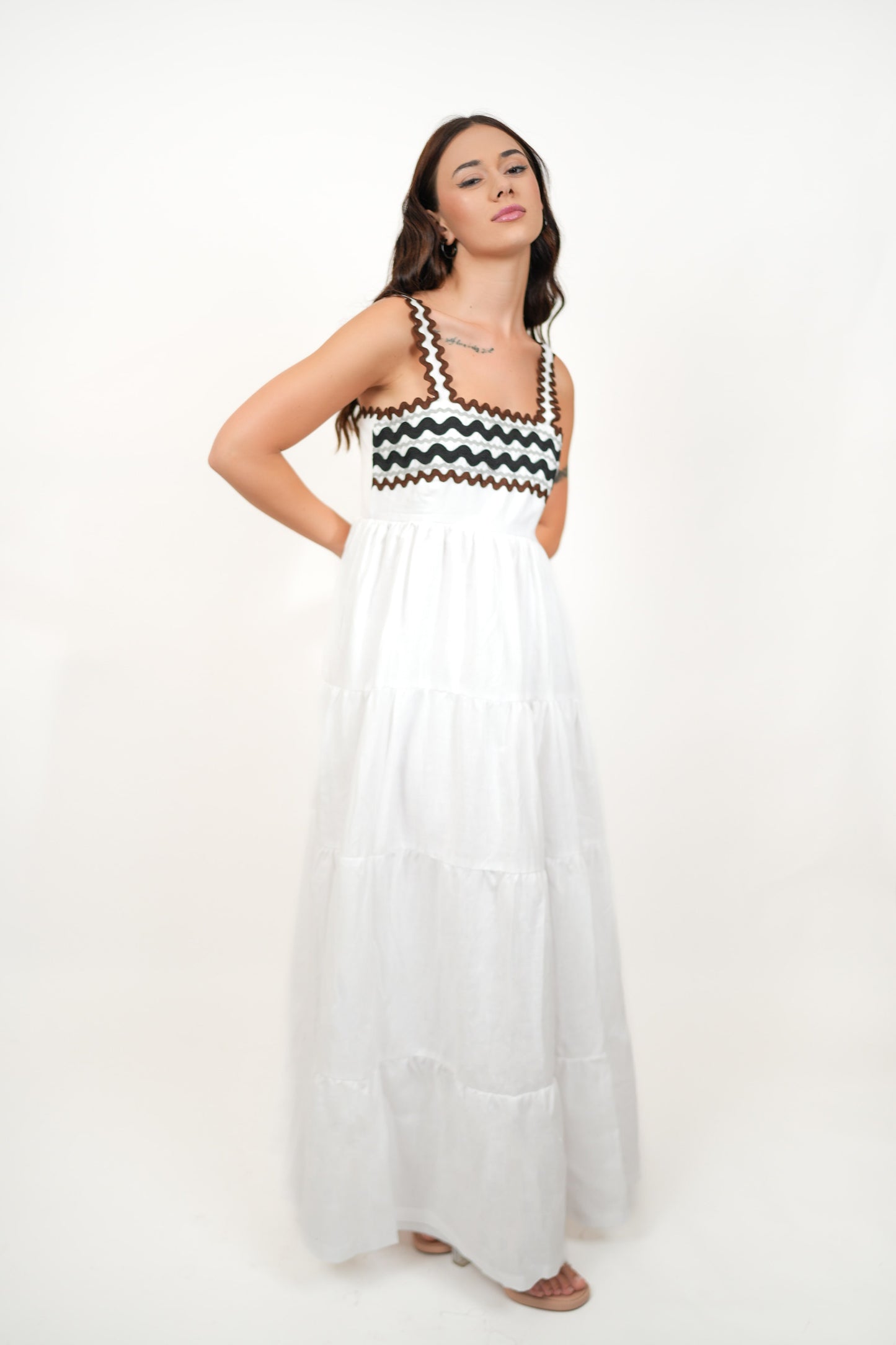 Coral White Dress