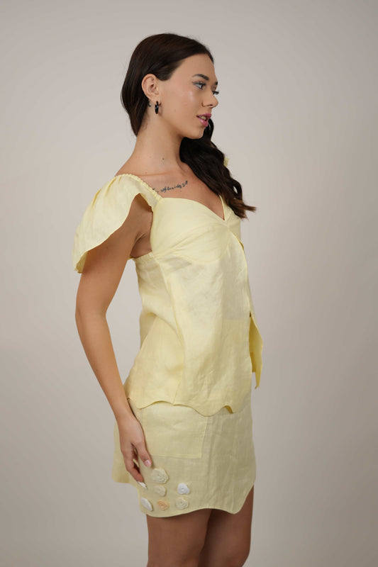 Hazel Yellow Linen Top