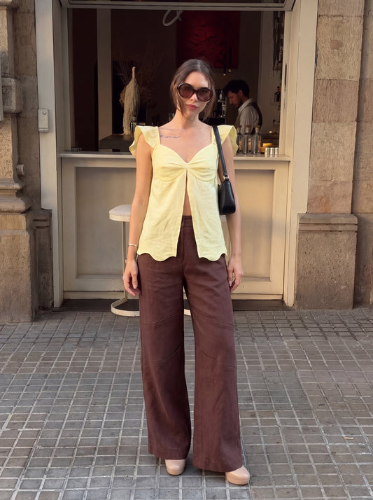 Emara Brown Linen Pant