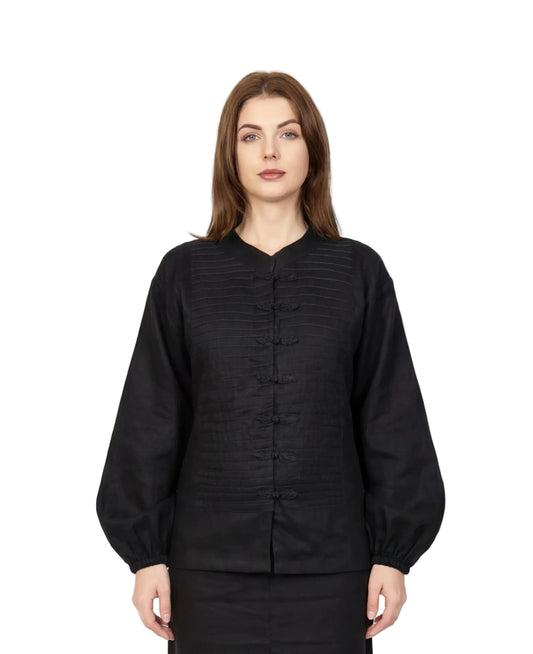 Inori Black Linen Top